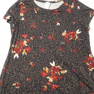 Maurices knit t-shirt, leopard print with floral accents